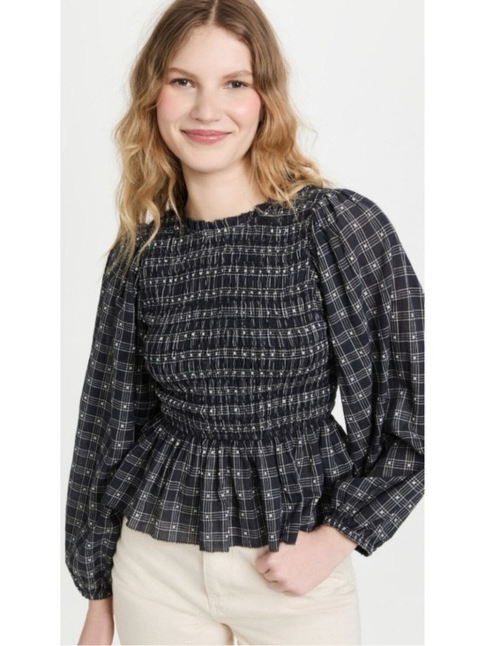 THE GREAT The Contessa Linen-Blend Top Large